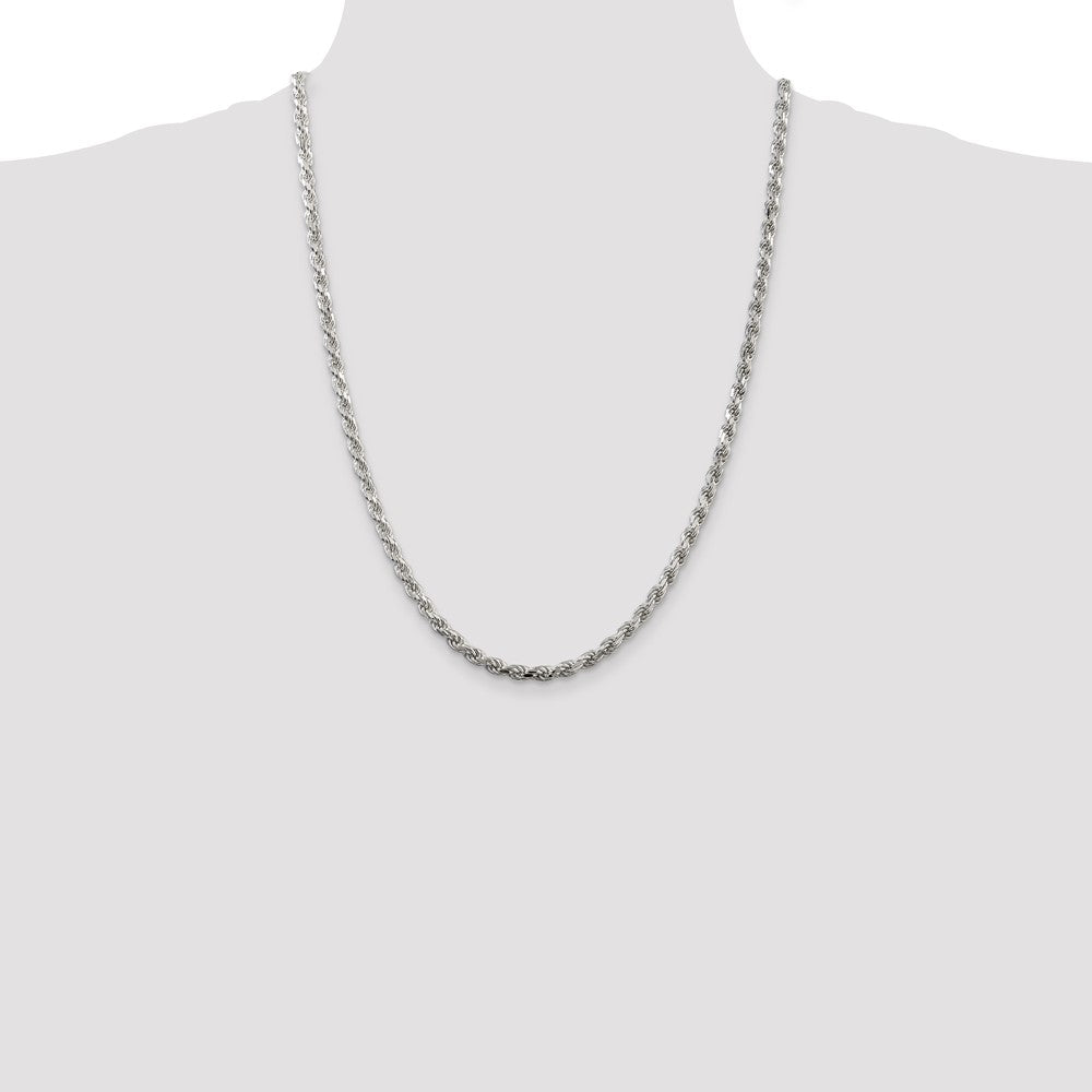 Sterling Silver 4.25mm Diamond-cut Rope Chain 24 Inches