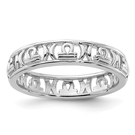 Sterling Silver Stackable Expressions Libra Zodiac Ring Size -10