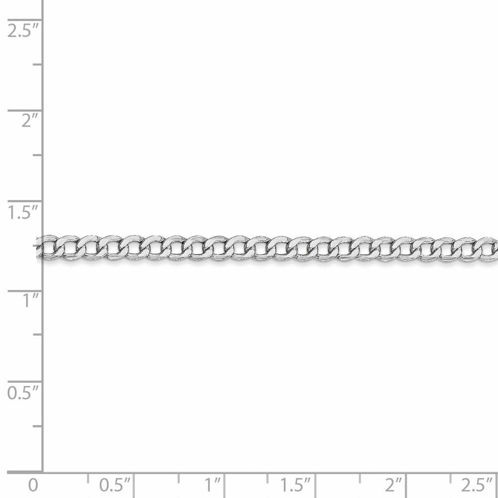14K White Gold 10 inch 3.35mm Semi-Solid Curb with Lobster Clasp Anklet