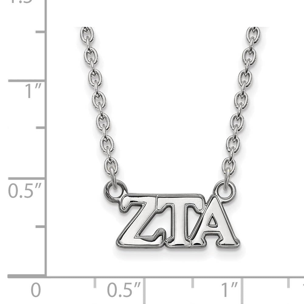 Sterling Silver 18in Official Licensed Greek Sororities Zeta Tau Alpha (ZTA) Medium Pendant w/ Necklace