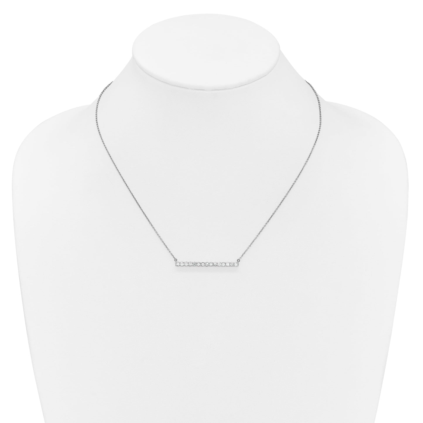 14k White Gold 3/4 carat Diamond Bar 18 inch Necklace