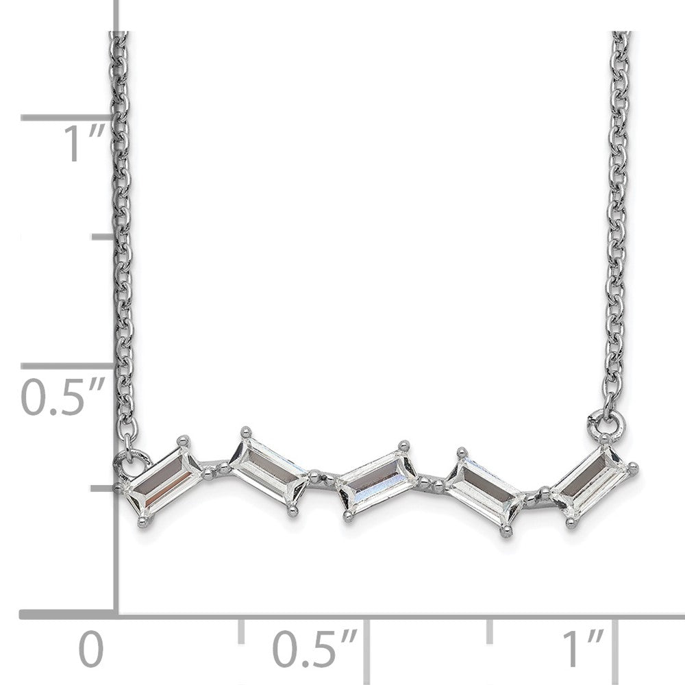 Cheryl M Sterling Silver Rhodium-plated Emerald-cut CZ Bar 18 Inch Necklace 18 Inches
