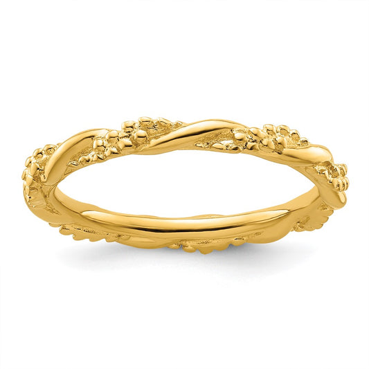 Sterling Silver Stackable Expressions Yellow-plated Twist Ring Size -7
