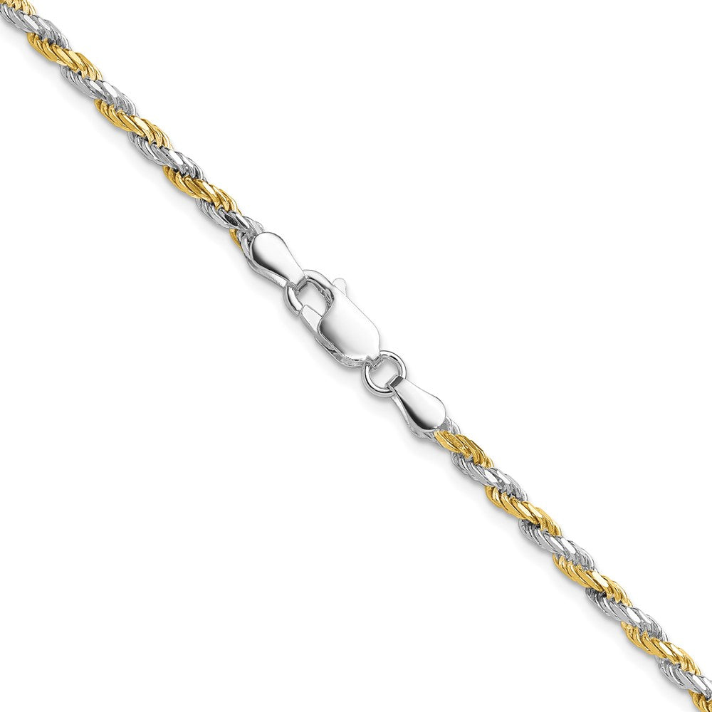 Sterling Silver And Vermeil 2.5mm Diamond-cut Rope Chain 24 Inches