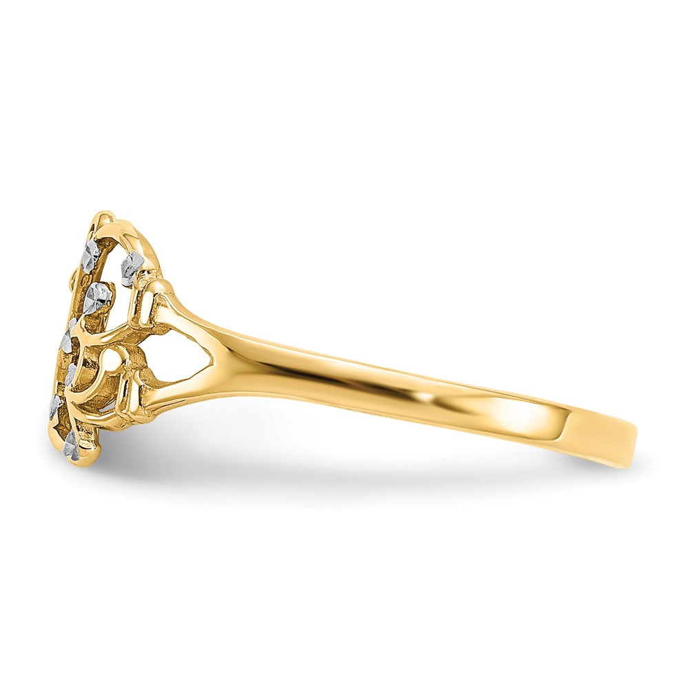 14k w/ Rhodium Diamond-cut Butterfly Ring Size 6