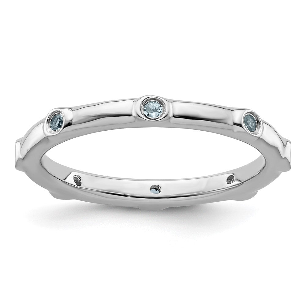Sterling Silver Stackable Expressions Aquamarine Ring Size -8