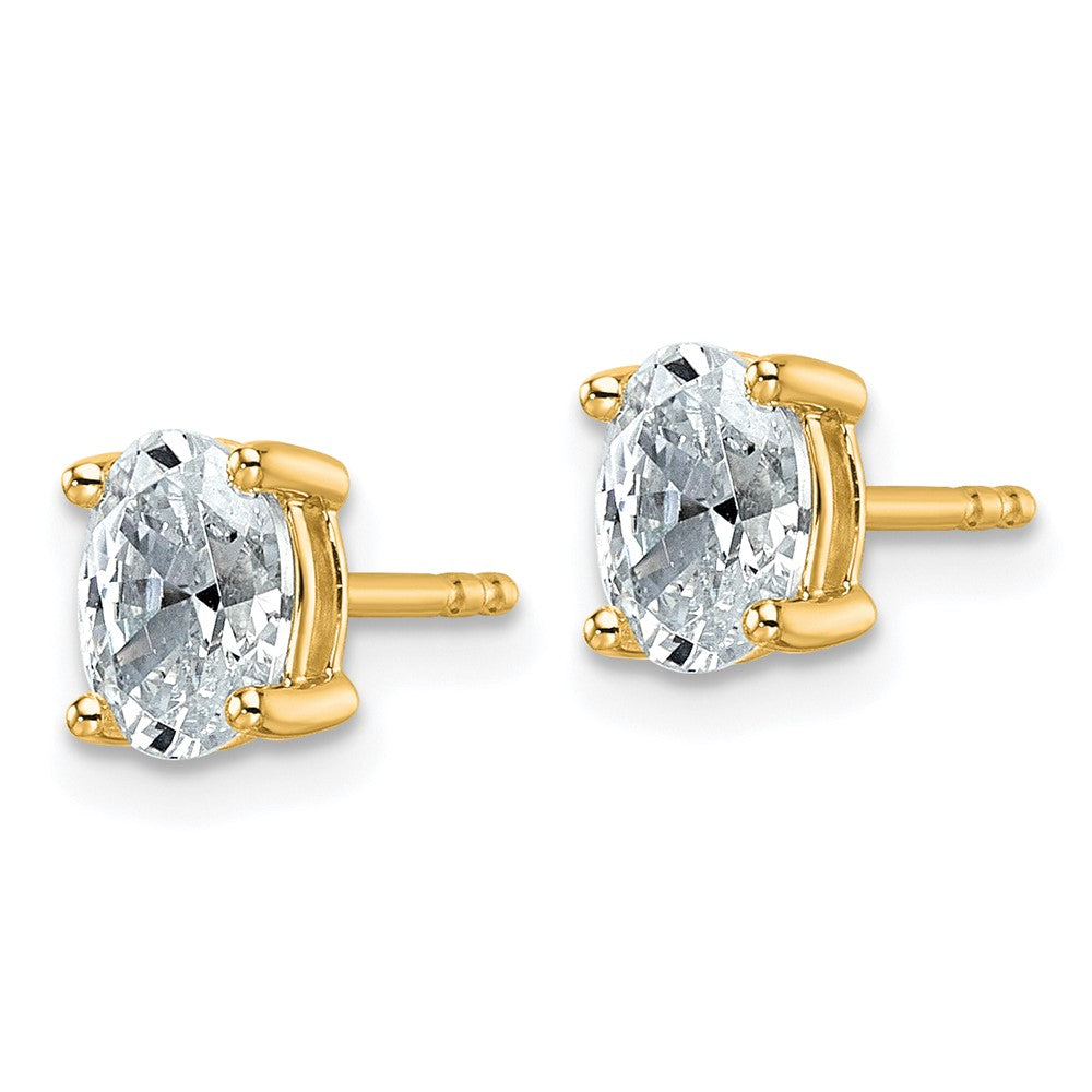 14K Yellow Gold 1 ctw Certified Lab Grown Diamond VS+ F+ Oval 4-Prong Heavy Weight Stud Earrings