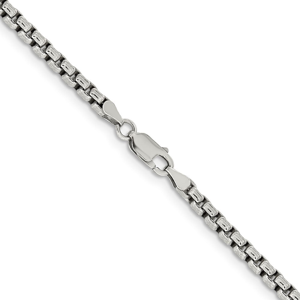 Sterling Silver Antiqued 3.6mm Round Box Chain 22 Inches
