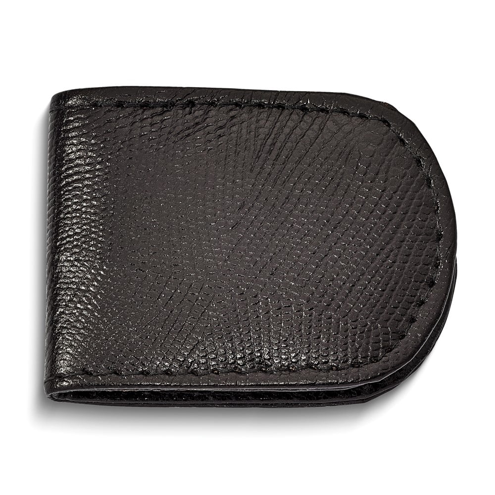 Black Leather Lizard Grain Magnetic Money Clip Q-GM20764