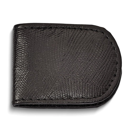 Black Leather Lizard Grain Magnetic Money Clip Q-GM20764
