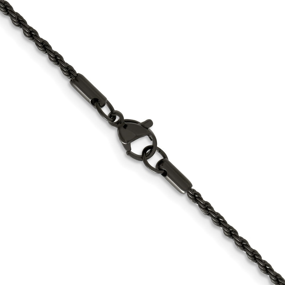 Stainless Steel Polished Black IP-plated 1.5mm 22in Rope Chain