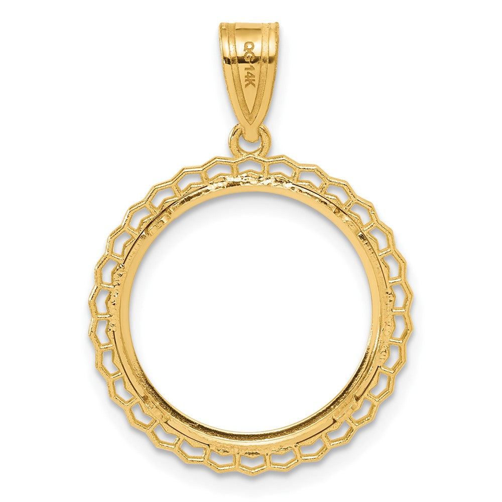14k Polished Poly Edge with 16.5mm Prong Coin Bezel Pendant