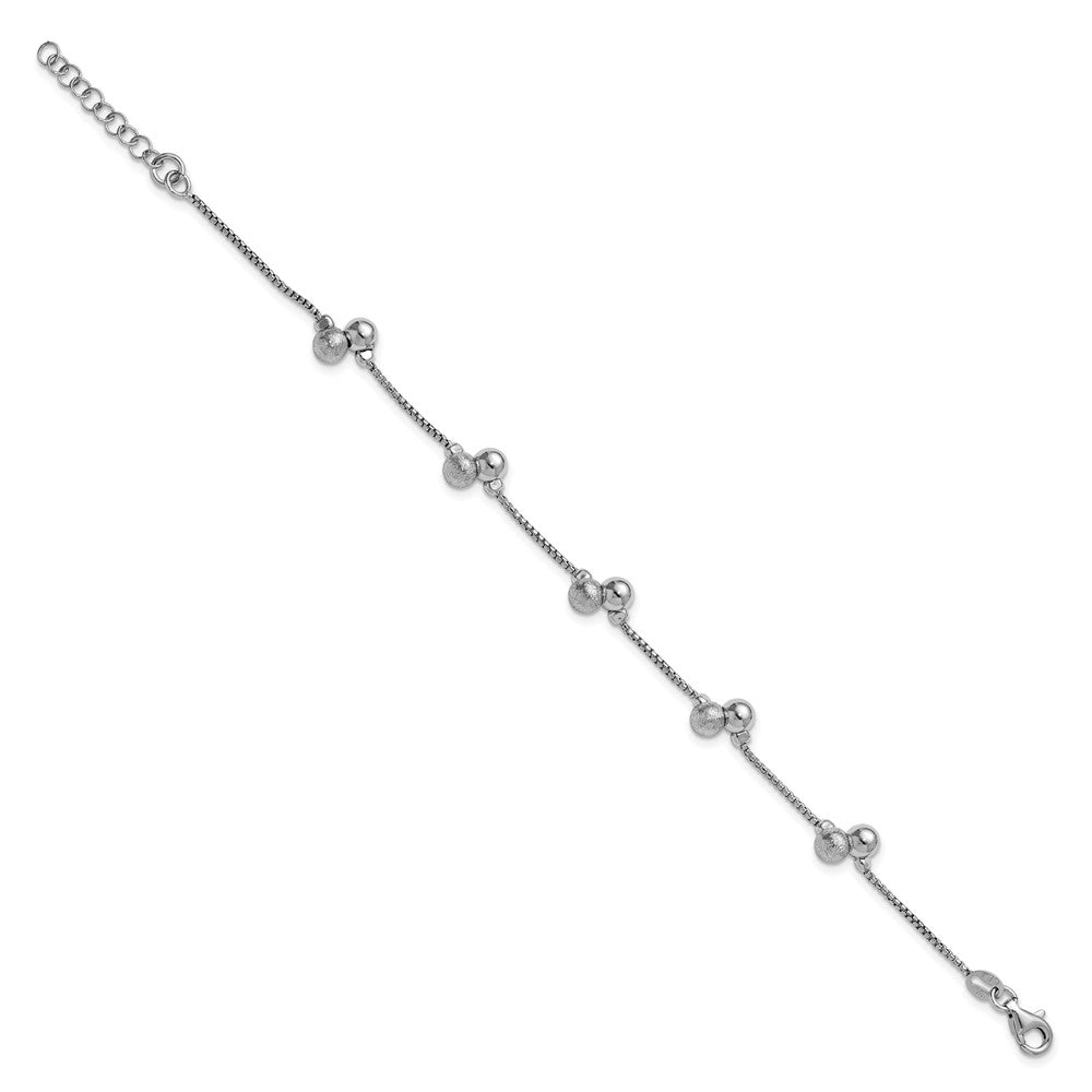 SS RH-plated Brushed and Beaded w/1in Ext Bracelet 7  inches
