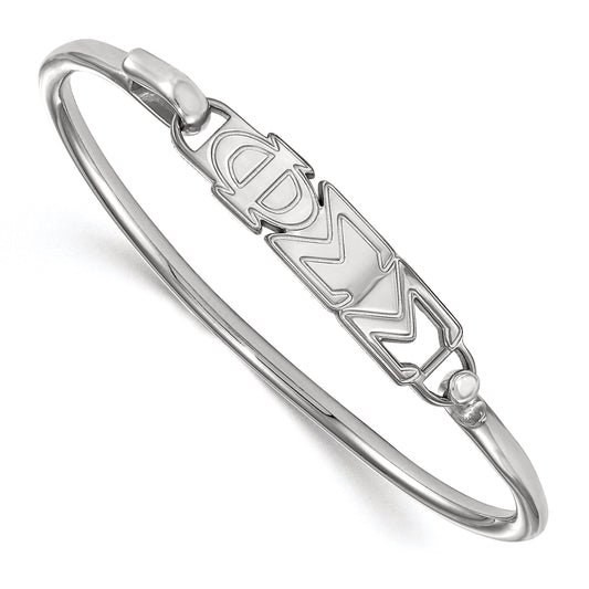 Sterling Silver Official Licensed Greek Sororities 7in Phi Sigma Sigma (???) Small Hook and Clasp Bangle