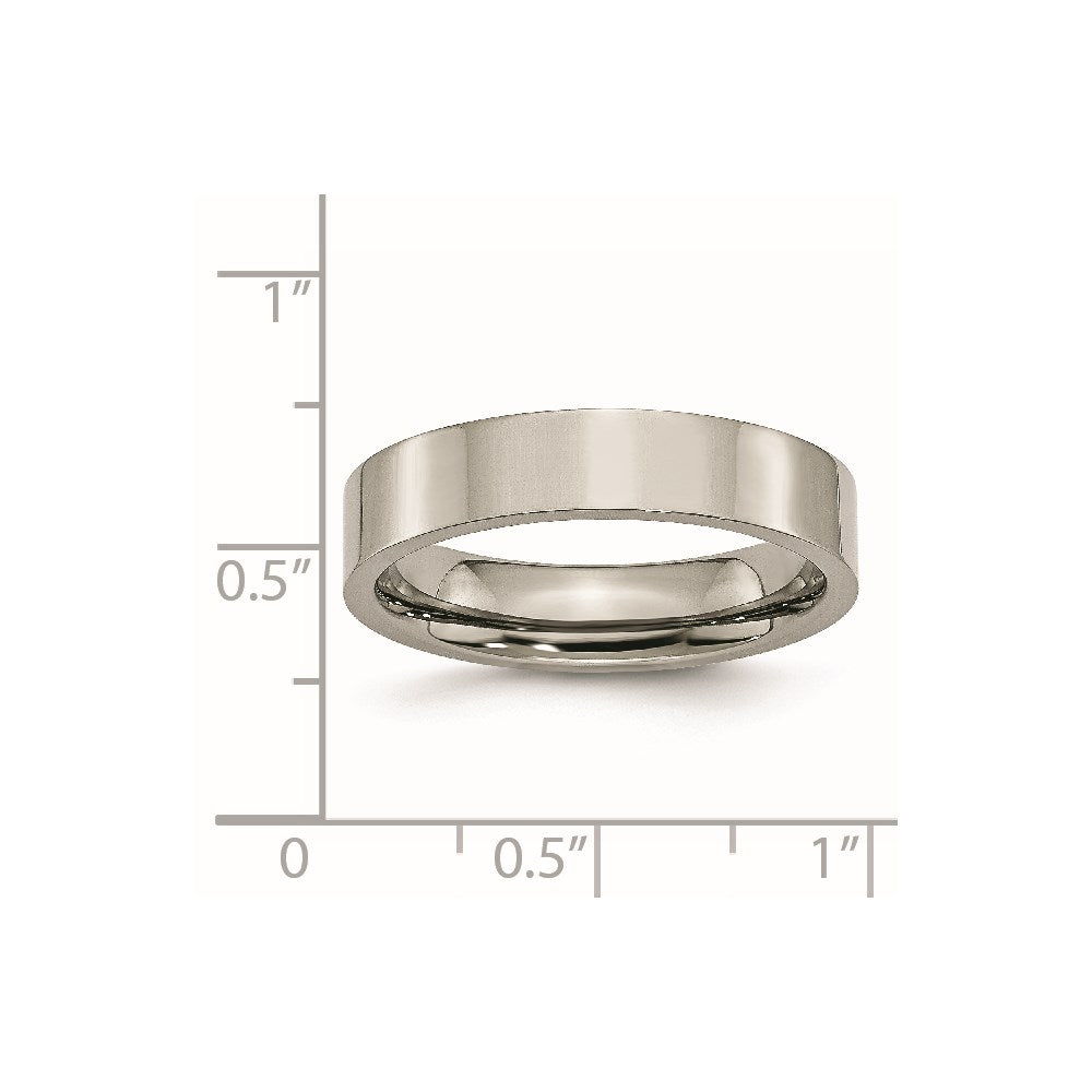 Titanium Polished 5mm Flat Band Size - 8.5