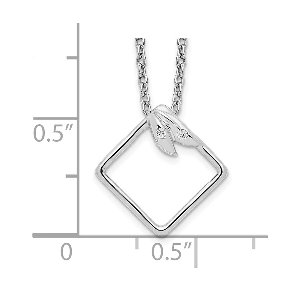 White Ice Sterling Silver Rhodium-plated 18 Inch Open Diamond-shaped Diamond Necklace with 2 Inch Extender 18 Inches