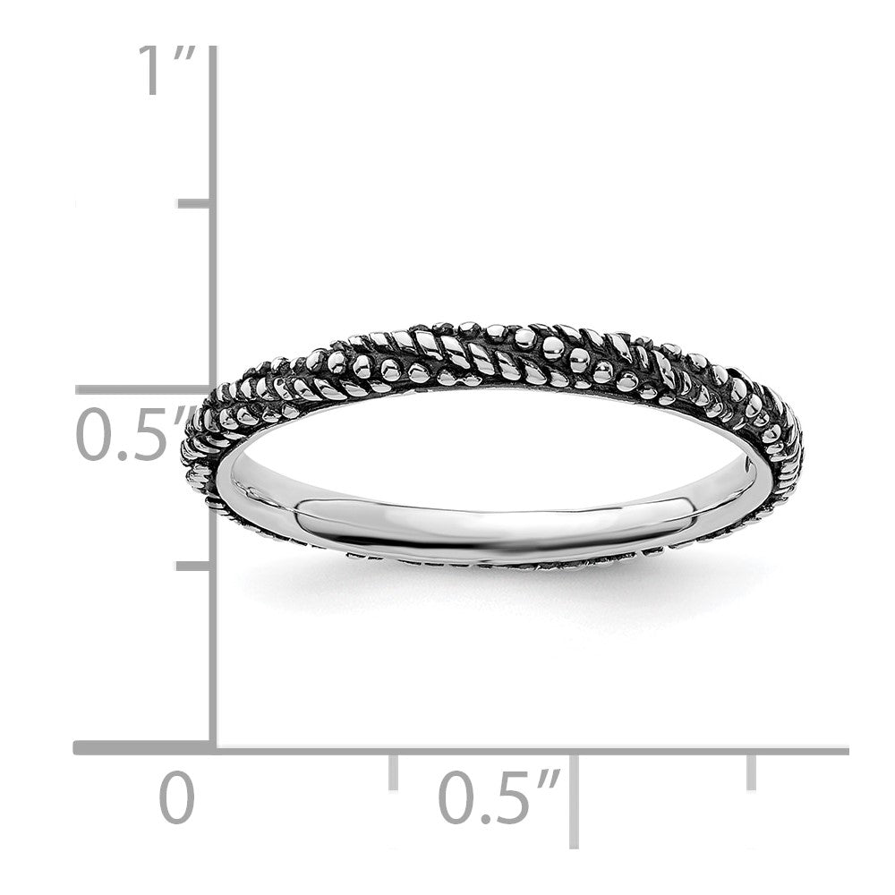 Sterling Silver Stackable Expressions Polished Antiqued Ring Size -10