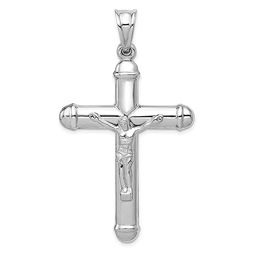 14K White Gold Reversible Crucifix Pendant