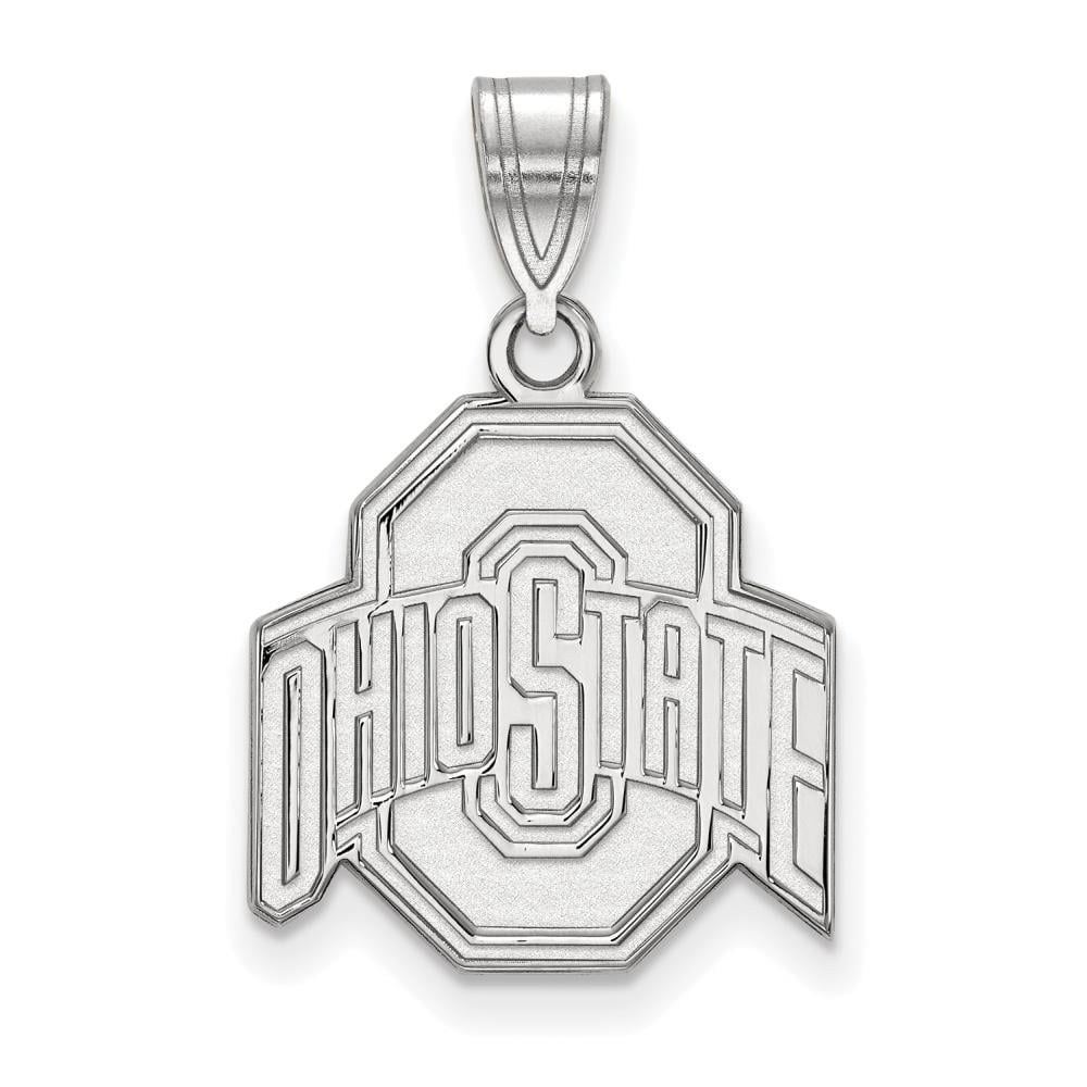 Sterling Silver Rhodium-plated LogoArt The Ohio State University Medium Pendant Q-SS003OSU
