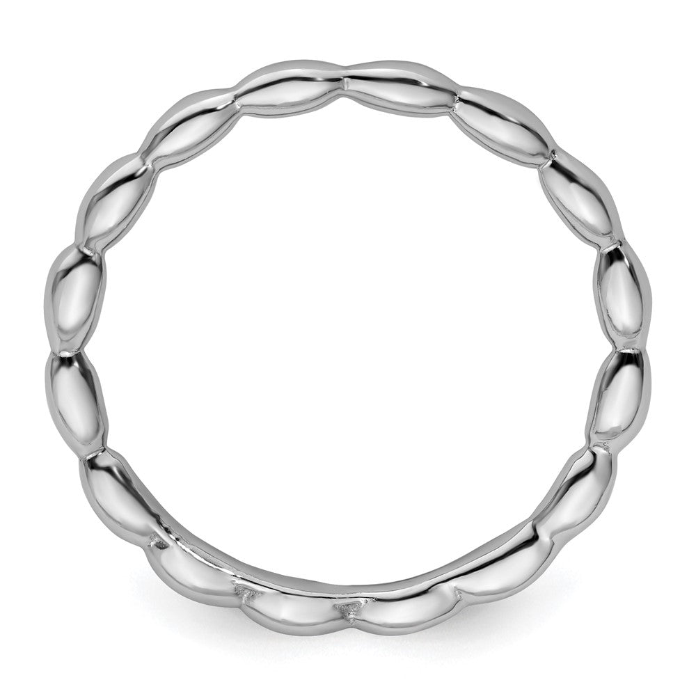 Sterling Silver Stackable Expressions Rhodium Rice Bead Ring Size -7