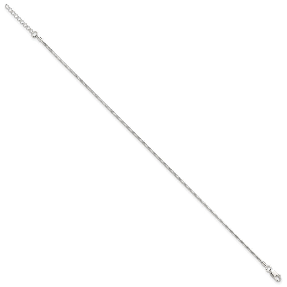 Sterling Silver 1.5mm Round Snake Chain 9in Plus 1in ext. Anklet 9 inches