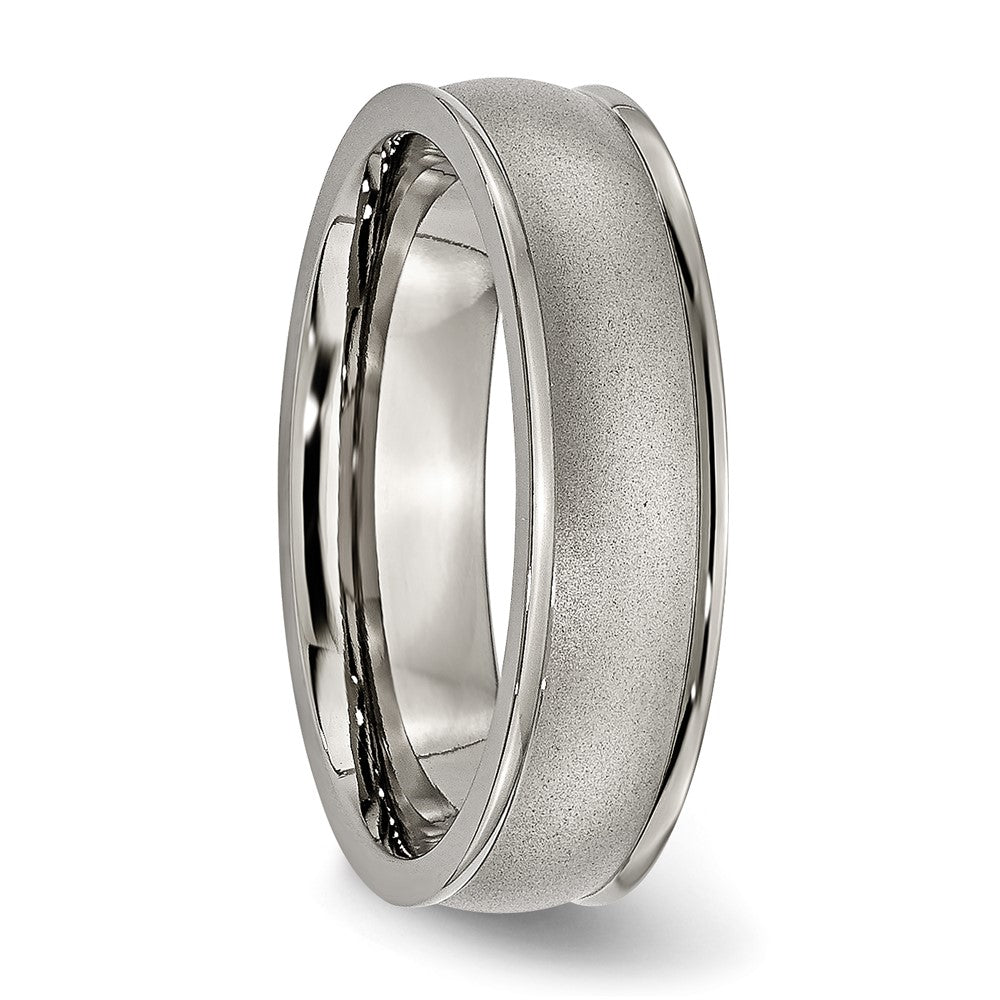 Titanium Brushed Center 6mm Ridged Edge Band Size - 14