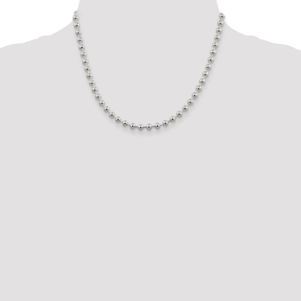 Sterling Silver 5mm Beaded Chain 18 Inches