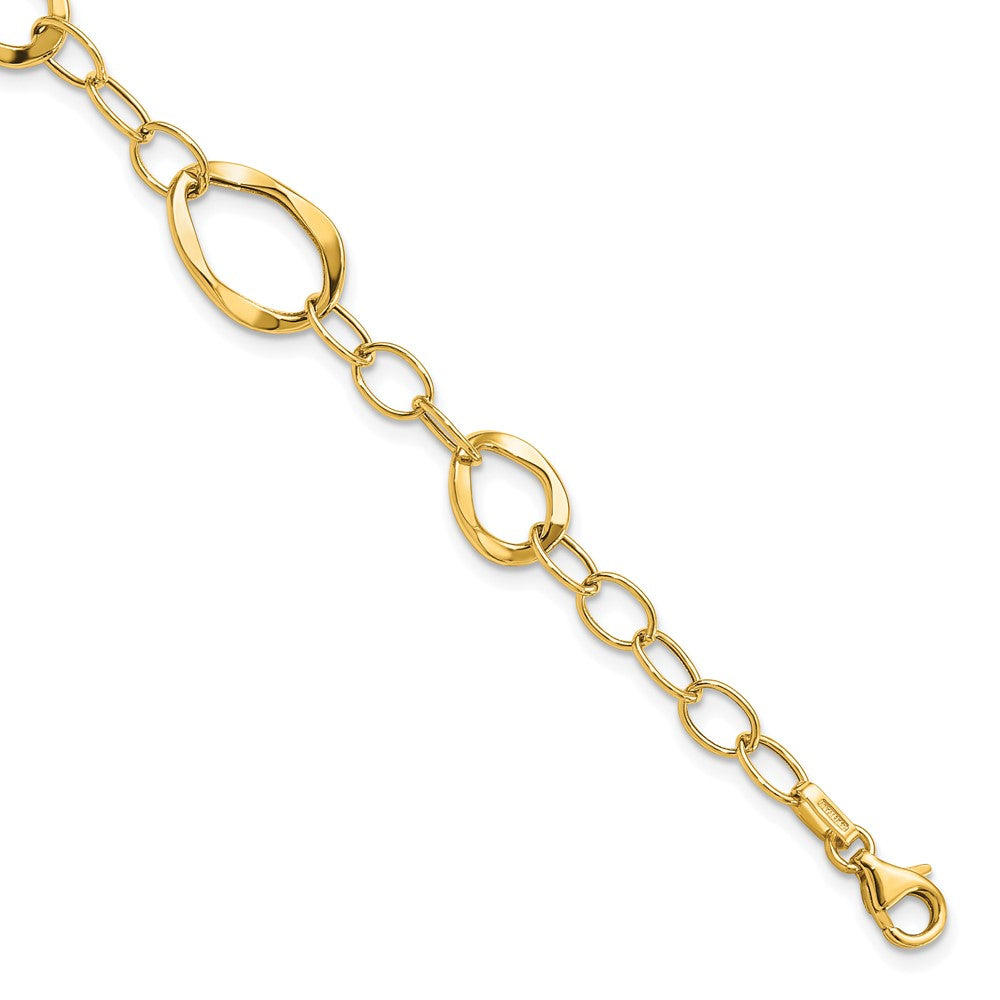 14K Polished Fancy Link Bracelet 7.5  inches