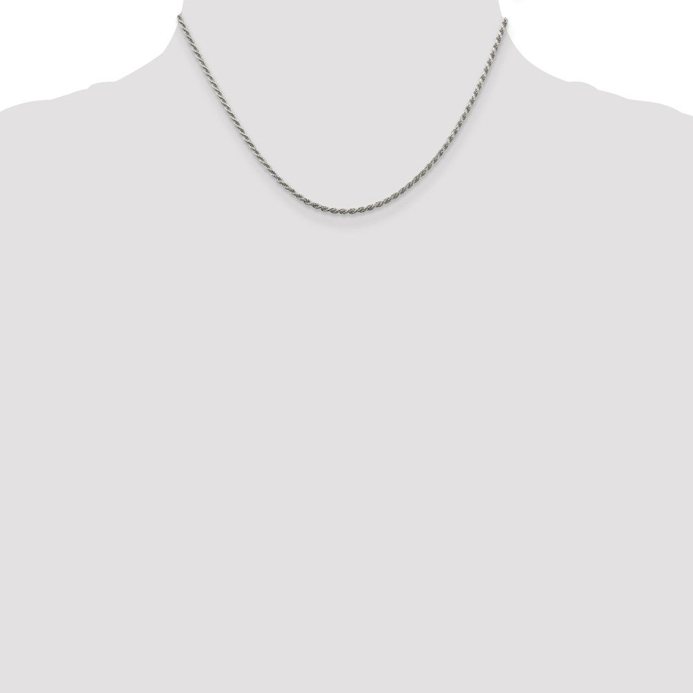 Sterling Silver Rhodium-plated 1.85mm Diamond-cut Rope Chain 16 Inches