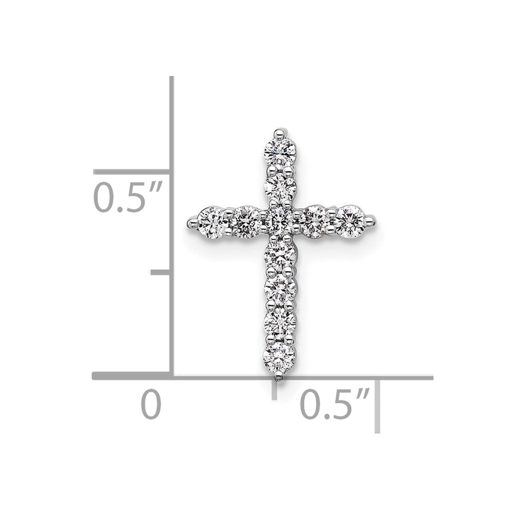 14k White Gold 1/3 carat Lab Grown Diamond VS/SI+ G+ Cross Chain Slide Pendant