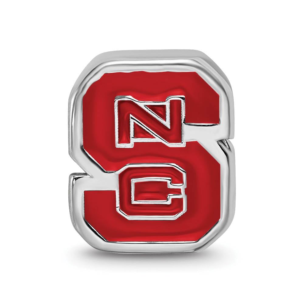 Sterling Silver North Carolina State U Enameled Logo Bead Charm