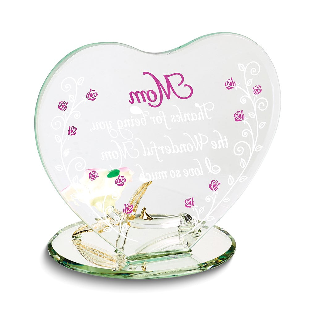 Glass Baron WONDERFUL MOM... with Pink Flower Figurine