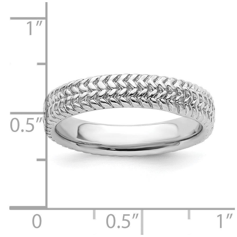 Sterling Silver Stackable Expressions Rhodium Ring Size -7