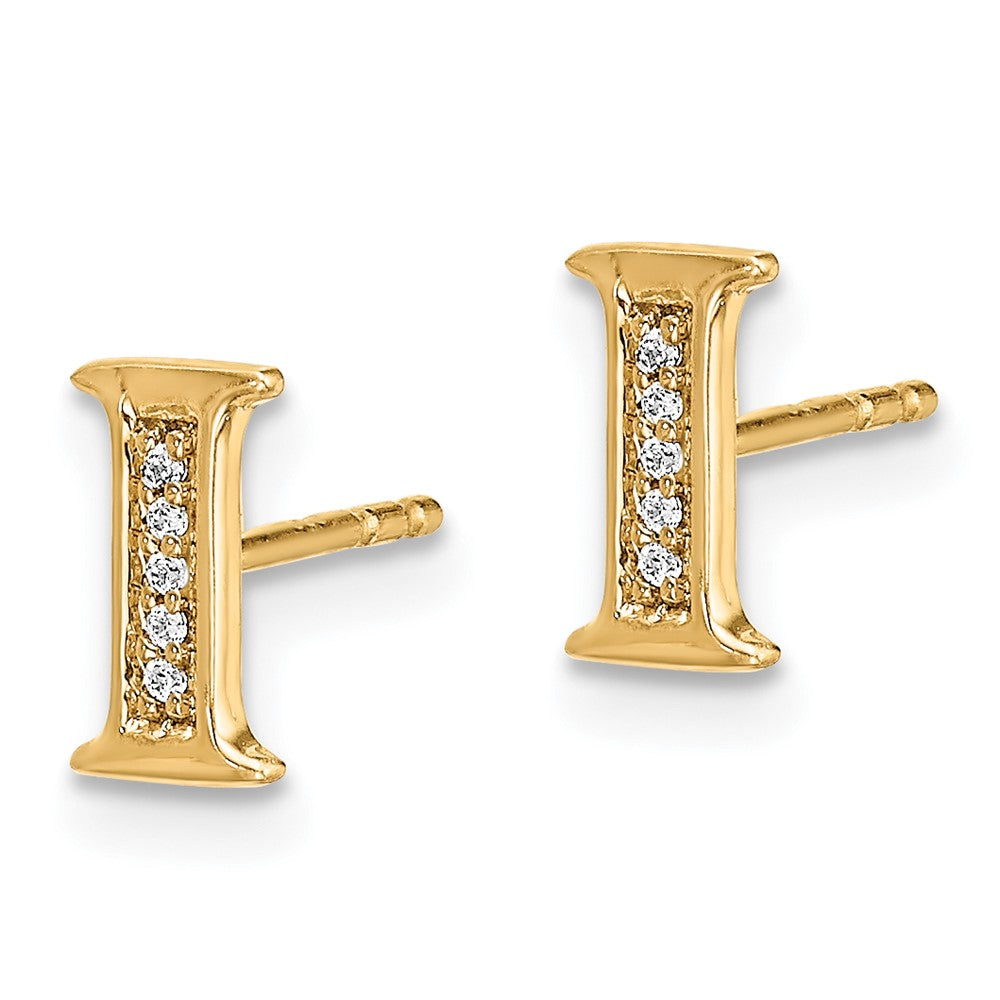 14k Diamond Initial I Earrings
