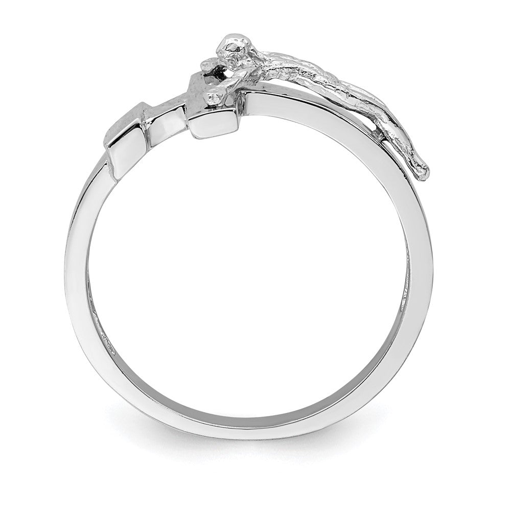 14K White Polished INRI Crucifix Ring Size 7