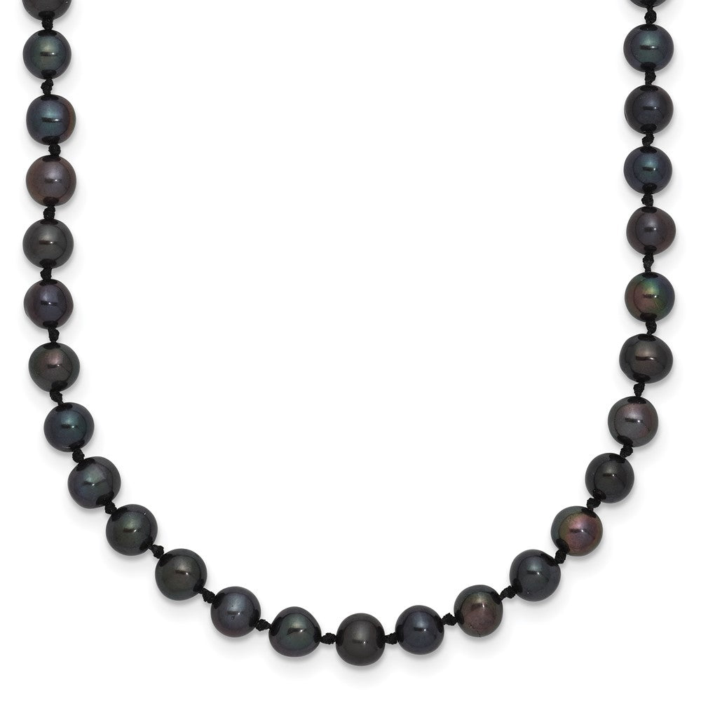 Sterling Silver Rhodium-plated 4-5mm Black Near-Round Freshwater Cultured Pearl 16 inch Necklace 16 Inches