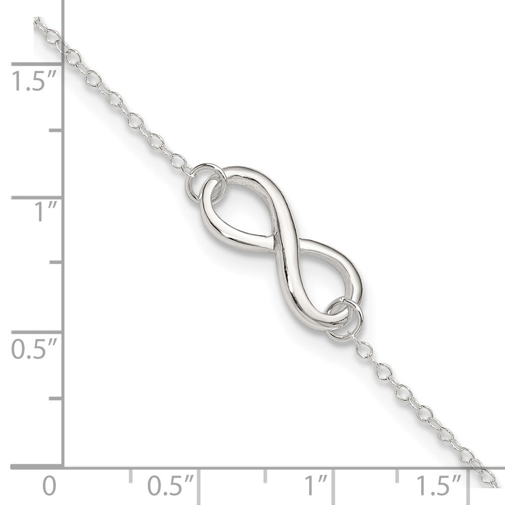 Sterling Silver Polished 9in Plus 1in. Ext. Infinity Symbol Anklet 9 inches