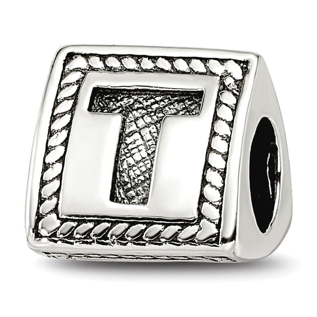Reflection Beads QRS1429T Sterling Silver Letter T Triangle Block Bead