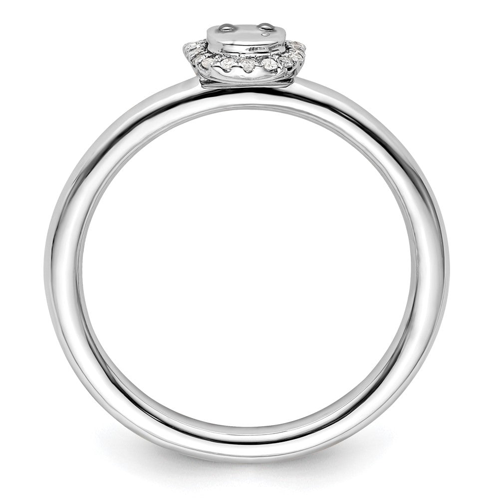 Sterling Silver Stackable Expressions Cat Diamond Ring Size -7