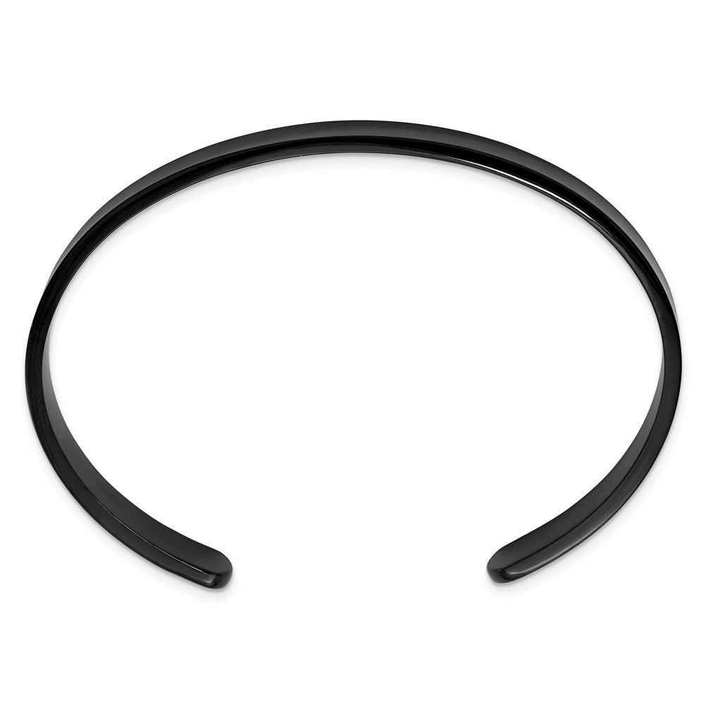 Stainless Steel Polished Black IP-plated 9mm Cuff Bangle 7.25 inches