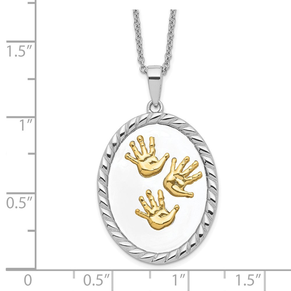 Sentimental Expressions Sterling Silver Gold-plated Hand Prints 18in Necklace 18 Inches