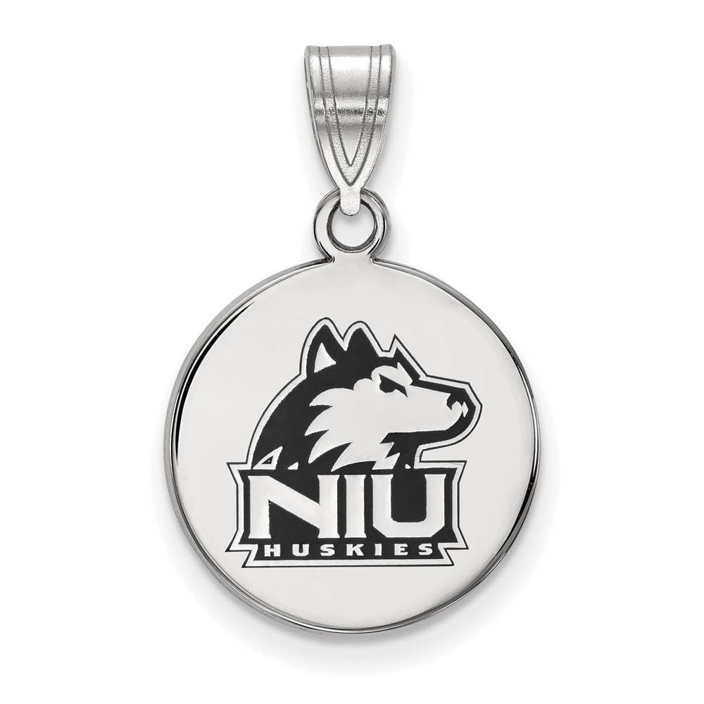LogoArt SS039NIU Sterling Silver Northern Illinois U Medium Enameled Disc Pendant