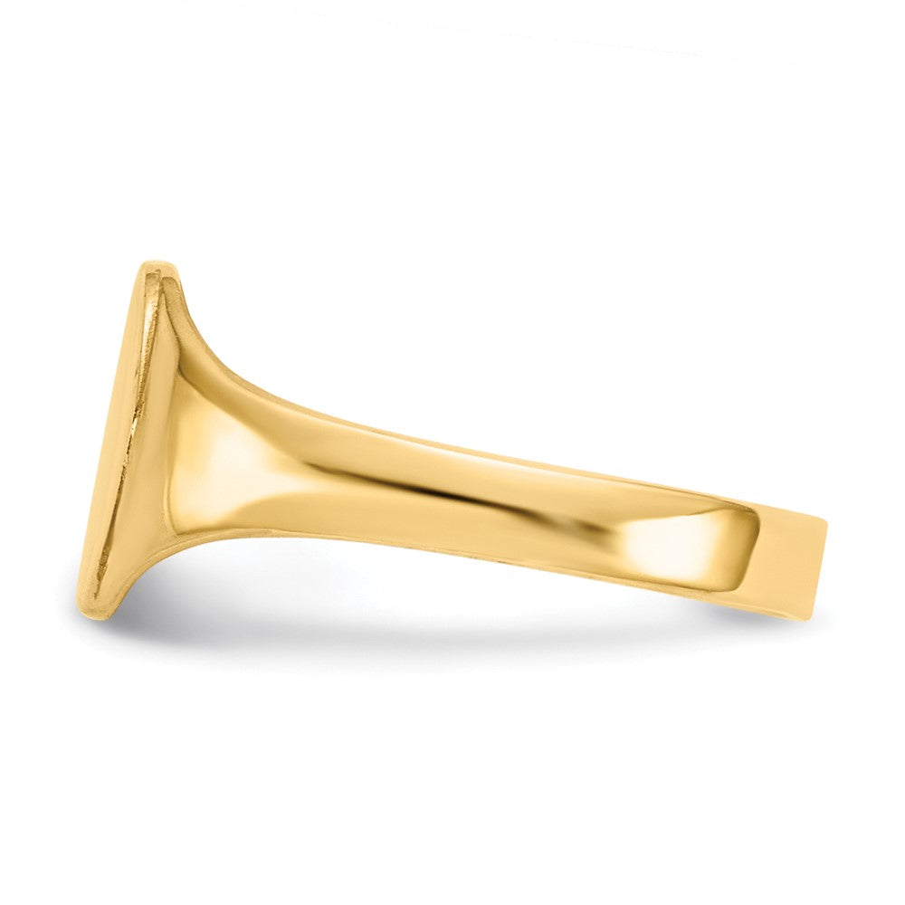14k High Polished Oval Closed Back Baby Signet Ring Size 1