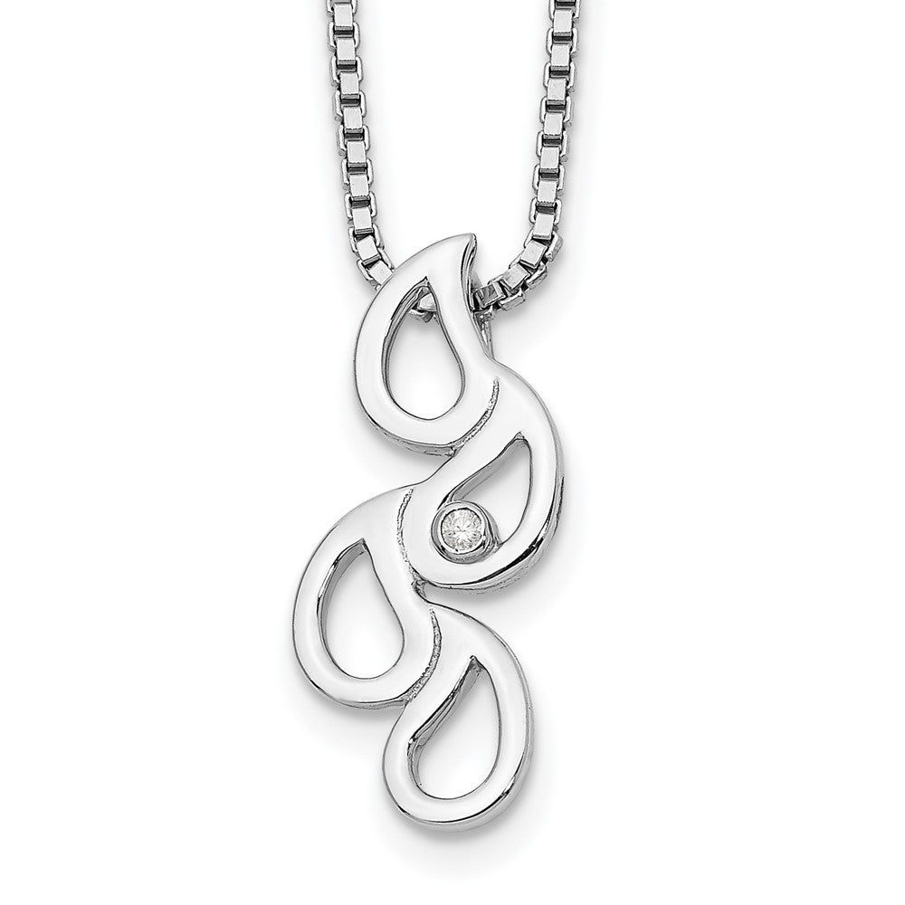 White Ice Sterling Silver Rhodium-plated 18 Inch Diamond Raindrop Slide Necklace 18 Inches