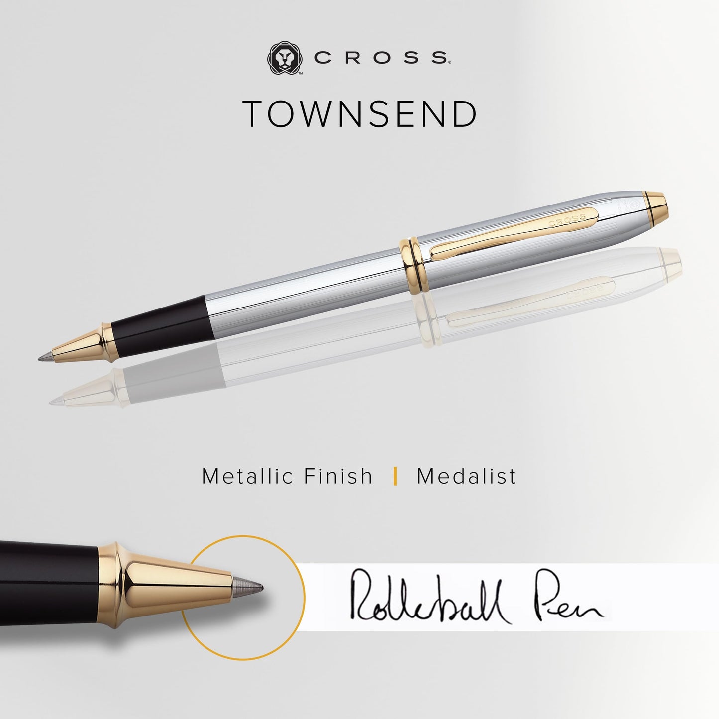 Cross Townsend Medalist Refillable Rollerball Pen, 23 Carat Gold-Plated Appointments, Includes Luxury Gift Box