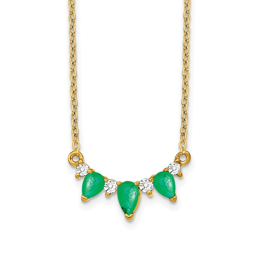 14k Emerald and Diamond 18 inch Necklace