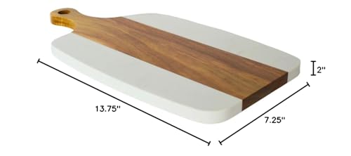 White Marble/Acacia Wood Center Handled Board