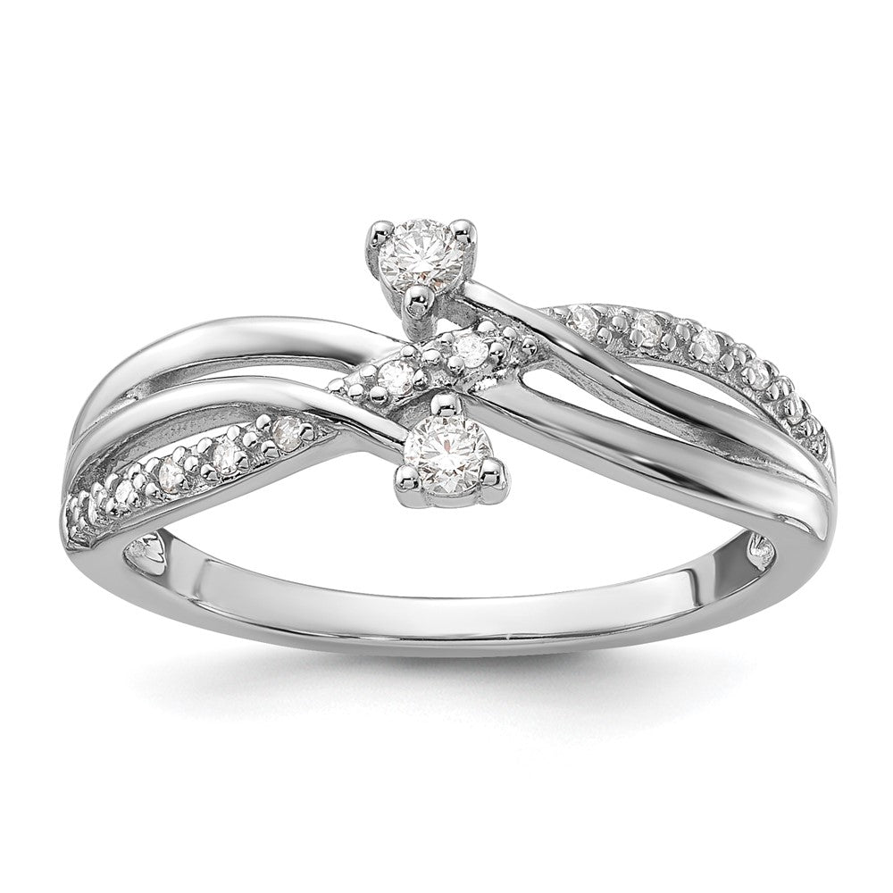 Sterling Silver Polished Fancy Twisted Diamond Ring