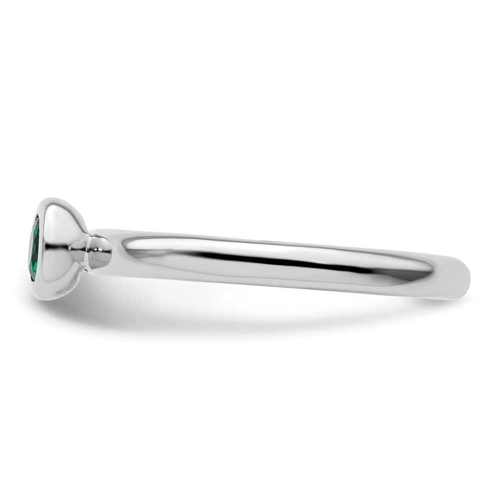 Sterling Silver Stackable Expressions Low 4mm Round Cr. Emerald Ring Size -9