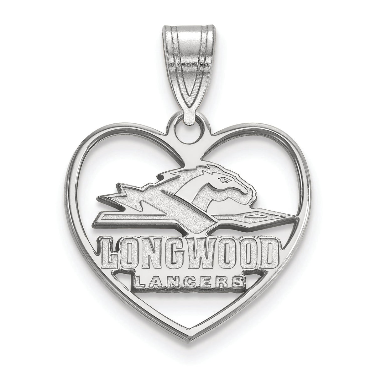 Women's Longwood Lancers Sterling Silver Logo Heart Pendant